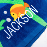 Embroidered shark towel for little swimmers, perfect pool or beach gift