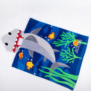 Kids’ shark hooded towel with custom embroidery 