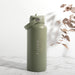 Olive green engraved stainless steel water bottle with carry handle – festive hydration gift