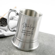 Personalised groomsmen beer stein gift with names and wedding date in gift box