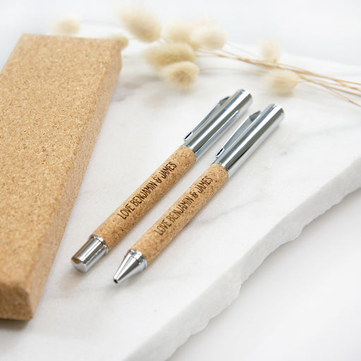Engraved Cork Pen Gift Boxed Set