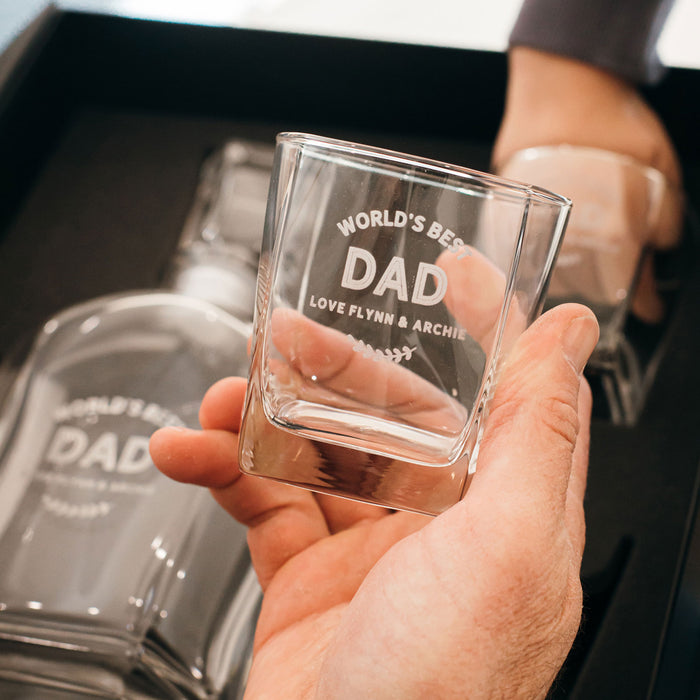 Customised Engraved Father's Day Whiskey Decanter Set With Scotch Glasses