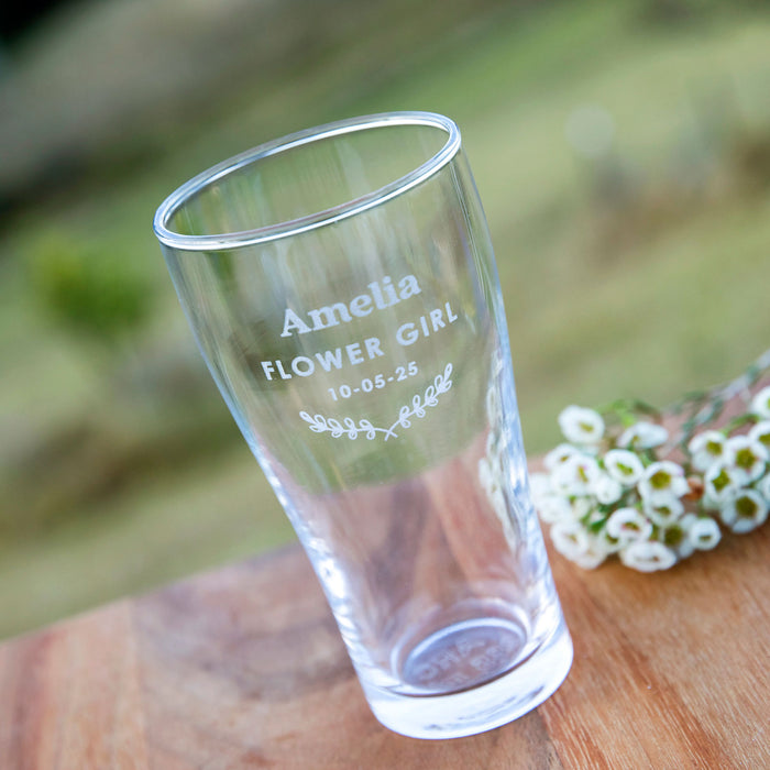 Customised Engraved Name Wedding Soft Drink Water Glass Favour