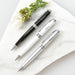 Personalised engraved twist ball pen in black, white, and silver – Christmas gift in gift box