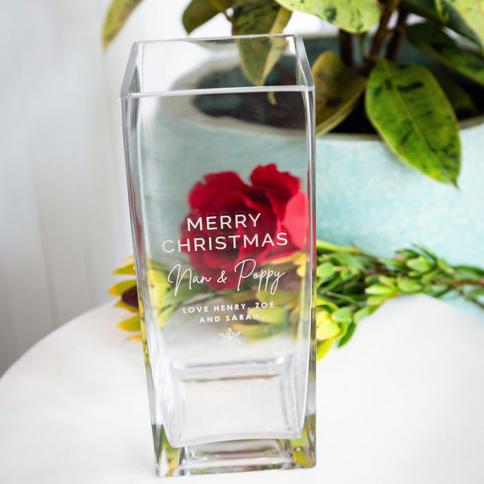 Engraved Glass Vase Christmas Gift Personalised Favours