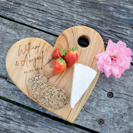 Personalised Engraved Heart Shaped Cheese Board Wedding Present