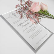 Personalised Engraved DL Engraved Acrylic Christening Invitations Silver