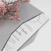 Customised DL Engraved Mirror Silver Acrylic Christening Invitations