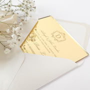 Customised Engraved Square Acrylic Baptism Invitations Gold