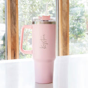 Personalised Engraved Name Pink 1200ml Travel Coffee Tumbler