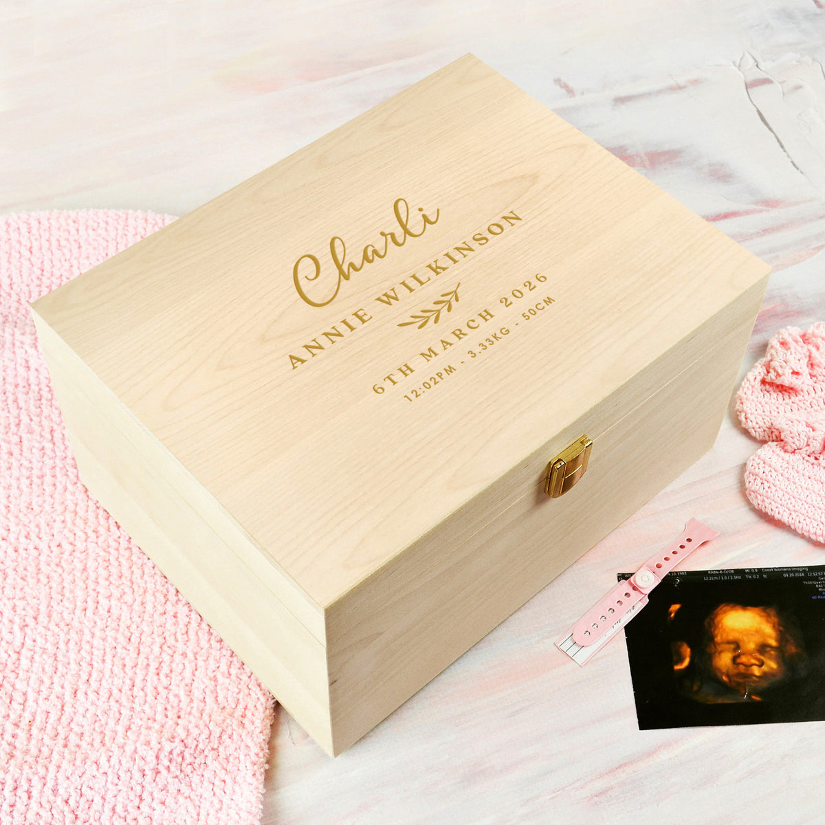 Engraved Wooden Baby Birth Christening Memory Box Personalised
