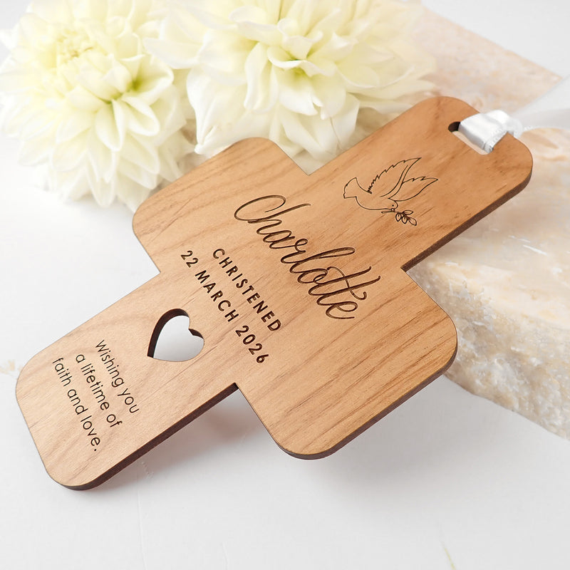 Customised Engraved Name Naming Day Baby Girl & Boy Hanging Crosses Guest Favours.