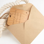 Customised Engraved Wooden Luggage Tag Shaped Save the Date