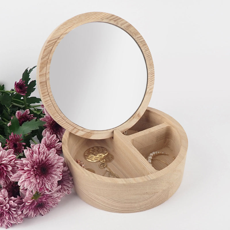 Customised Engraved Monogrammed Mirror Wooden Jewellery Box