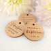 Customised Engraved Baptism Baby Round Wooden Gift Tag Favours