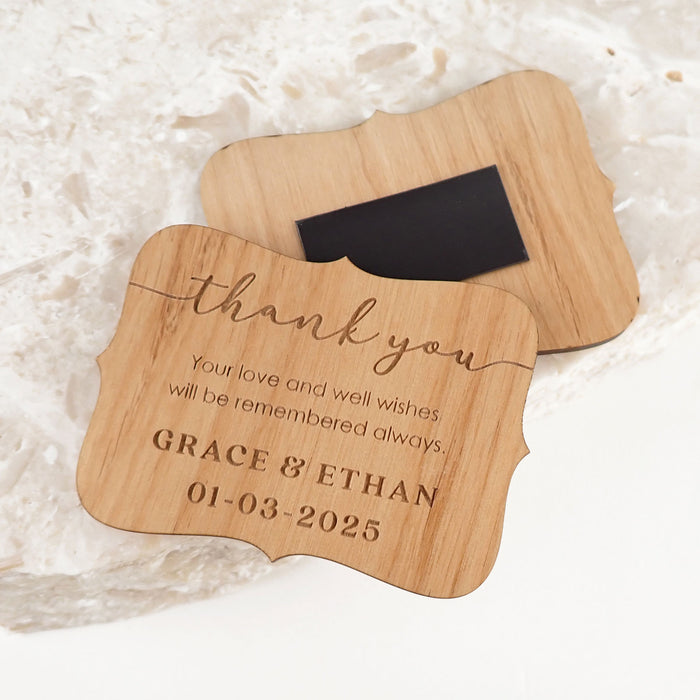 Customised Engraved Name Wooden Royal Shape Thankyou Wedding Cards