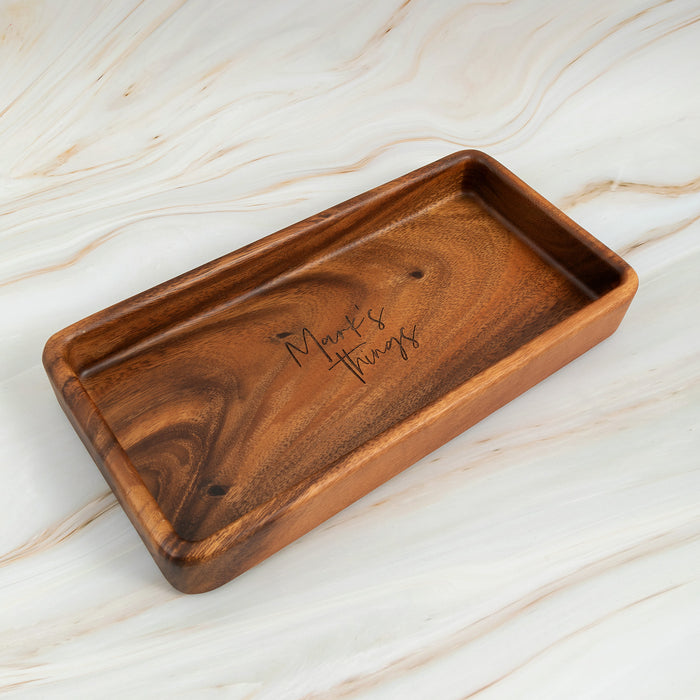 Custom engraved trinket tray on desk – rustic and practical holiday gift idea
