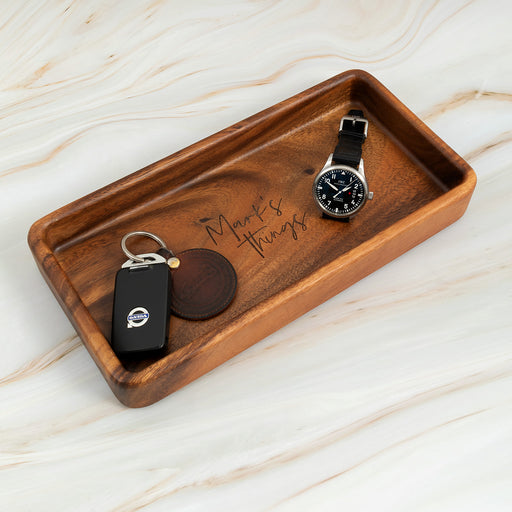 Personalised wooden trinket tray with engraved name – ideal Christmas gift for organising small items