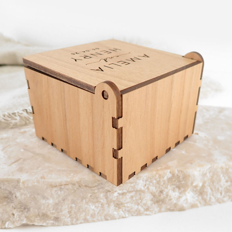Custom Engraved Name Wedding Wooden Ring Keepsake Box