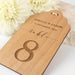 Custom Engraved Bride and Grooms Names wooden wedding reception table numbers for wine bottles