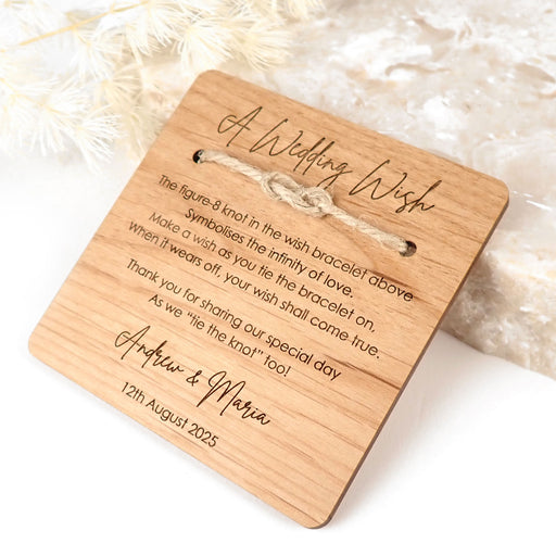 Personalised Engraved Wooden "A Wedding Wish" favour Bracelet Bomboniere