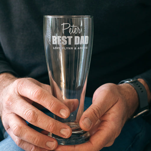 luxury gifts for dad Custom Artwork Engraved Best Dad Gift Schooner Beer Glass
