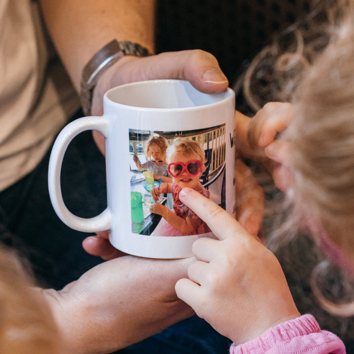 Custom ceramic mug with photo and message for Father’s Day