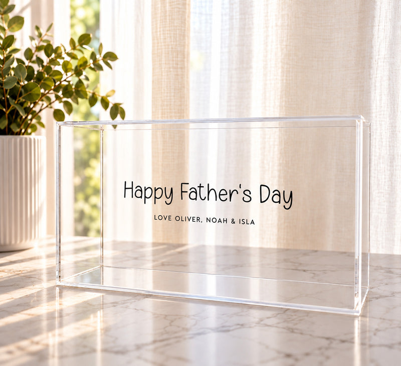Personalised clear acrylic Father’s Day gift box for Dad