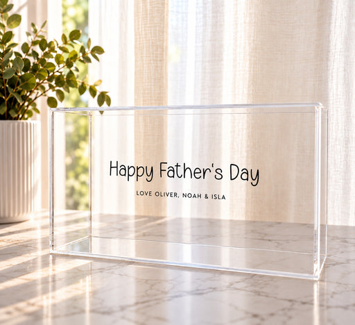 Personalised clear acrylic Father’s Day gift box for Dad