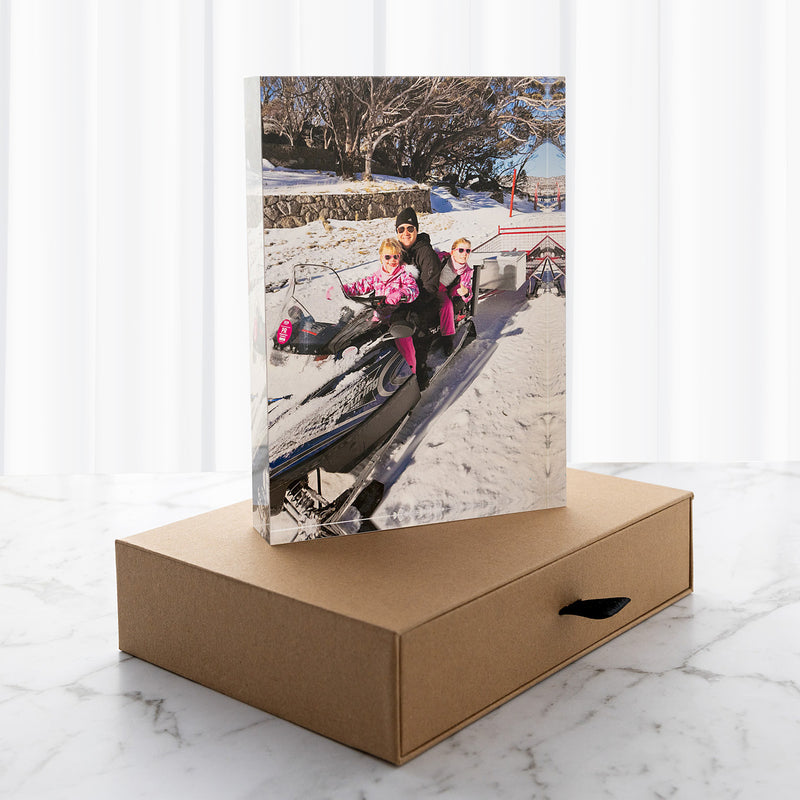 Personalised acrylic photo block for Dad with a favourite family photo.