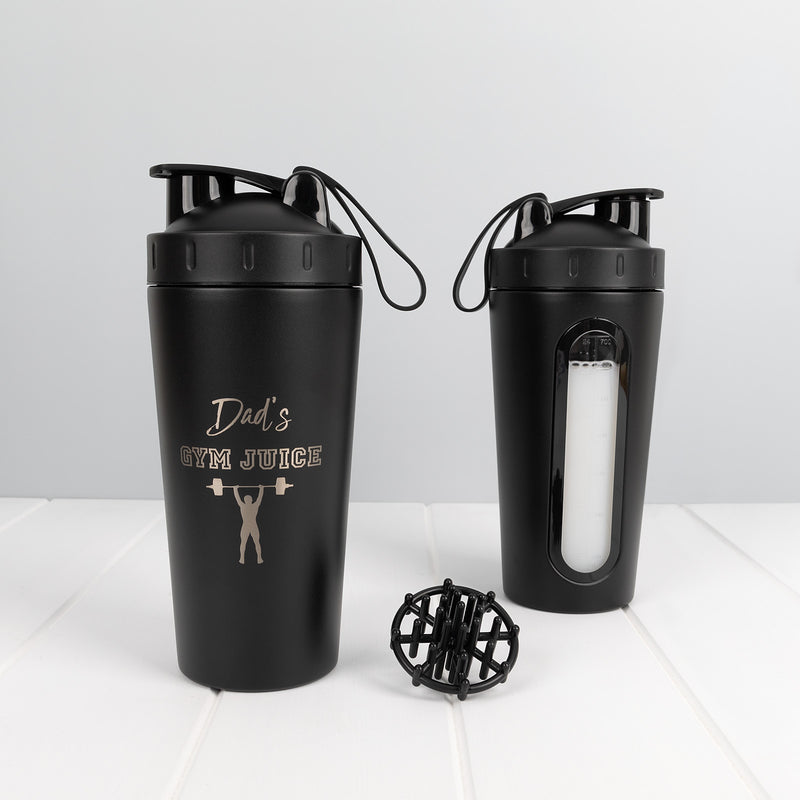 Custom engraved Father’s Day shaker bottle with mixing ball and window