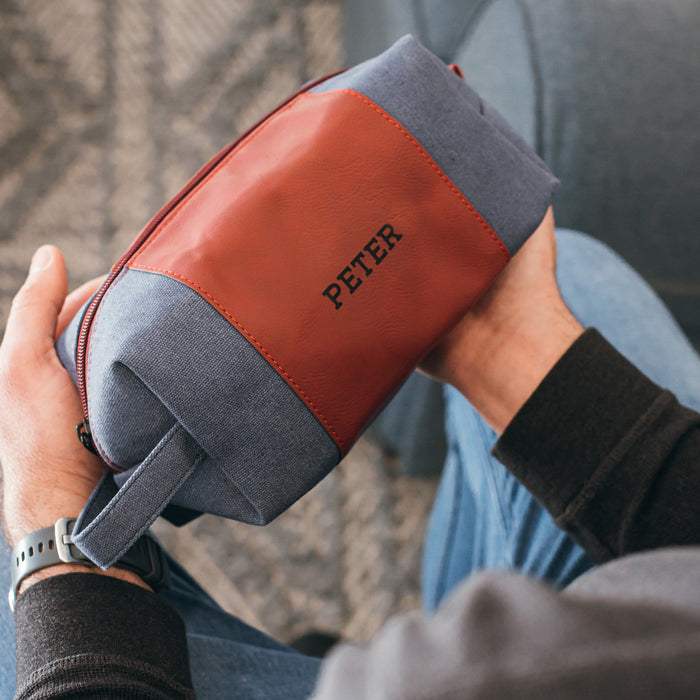 Thoughtful personalised travel bag for him with message