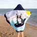 Personalised French Bulldog Embroidered Kids Hooded Beach Towel