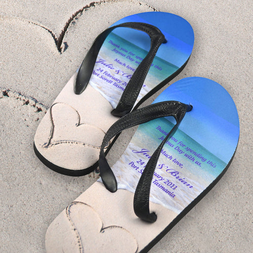 Photo printed wedding beach flip flops