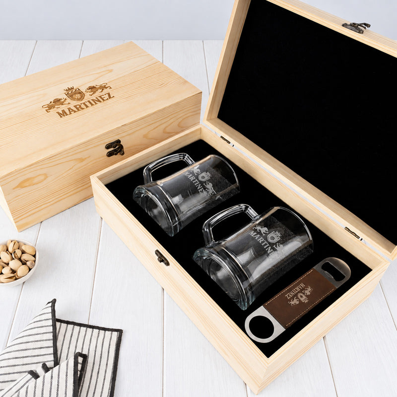Personalised beer gift set for Dad, partner or beer lover with custom laser engraving