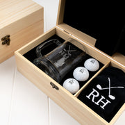 Wooden gift boxed golf and beer set for birthdays and Christmas