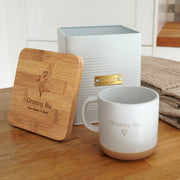 Vintage style cookie tin with personalised ceramic mug gift set