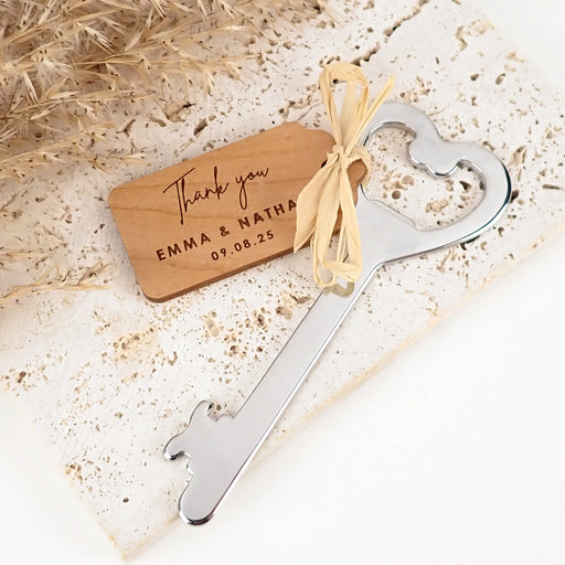 Love Heart Bottle Opener With Wooden Gift Tag For Wedding