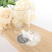 French tipped Glass Round Lolly Jars with Personalised Engraved Gold, Silver & Rose Gold Acrylic Gift Tag- for Naming Days, Baptism, Christenings and Baby Showers