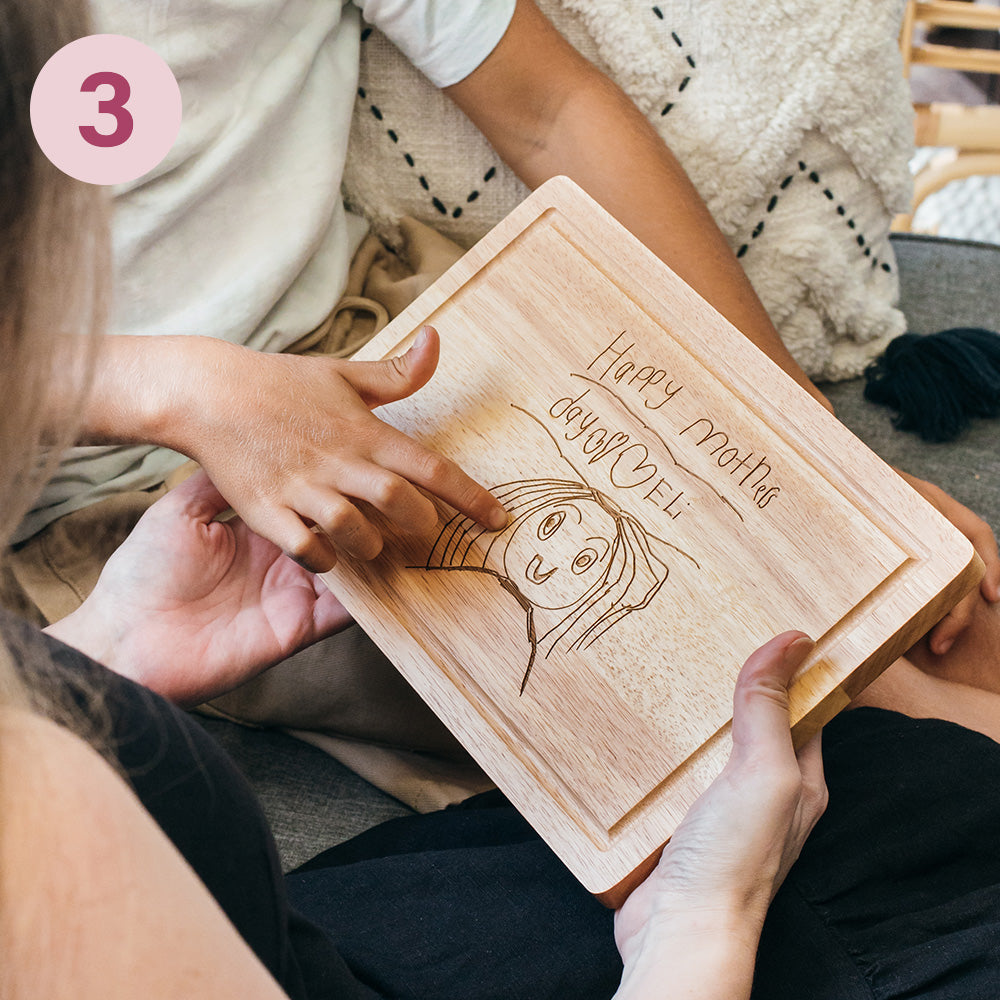 Engraved Cheese Board with Your Child's Drawing