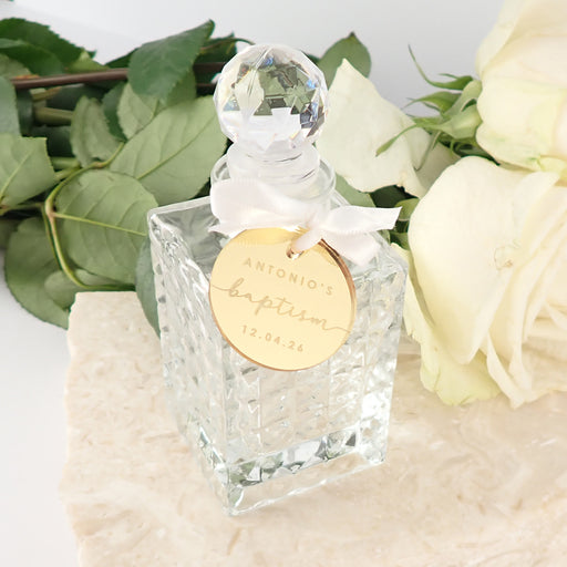Glass Crystal 100ml Decanter with Engraved Christening Gift Tag