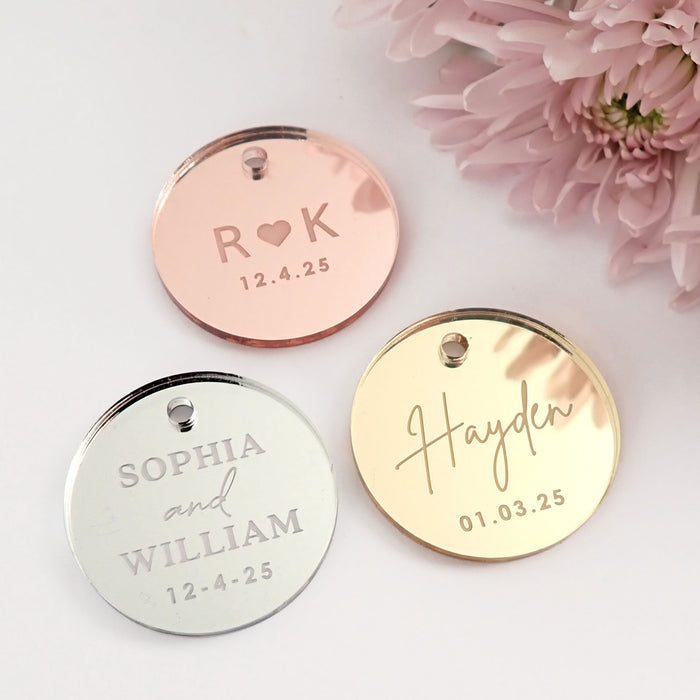 Engraved Rose Gold Wedding Gift Tags Personalised Favours