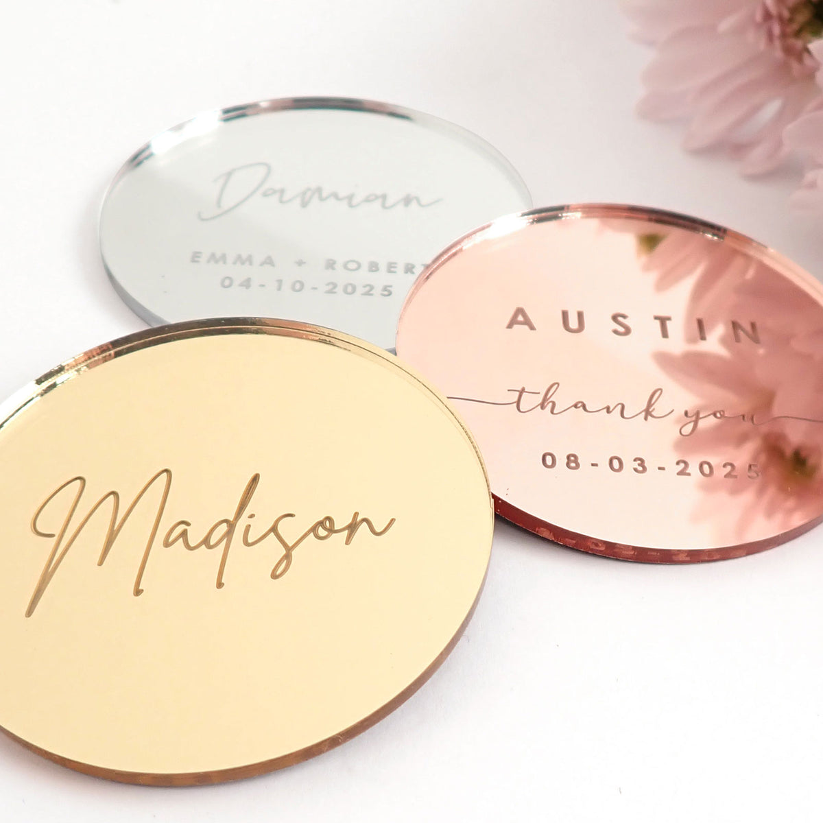 Personalised wedding name place cards sales