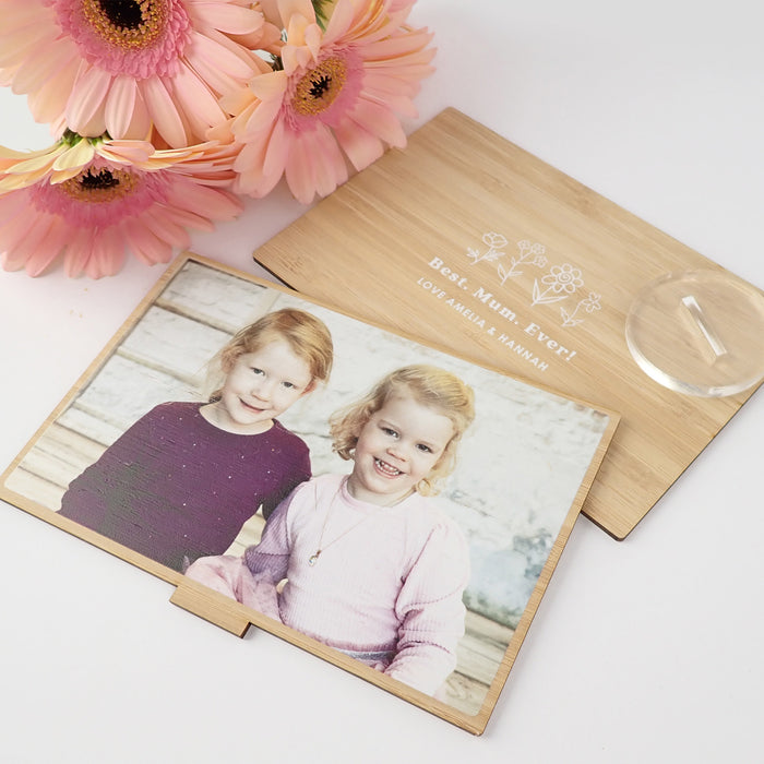 Customised Printed Bamboo Wooden Photo and Message mother's Day frame