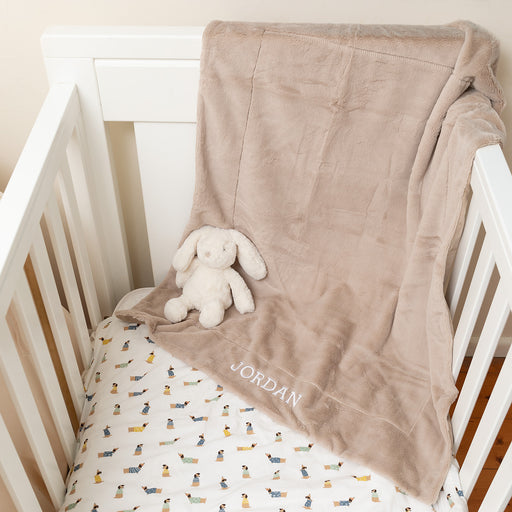 Personalised Faux Fur Baby Blanket Beige