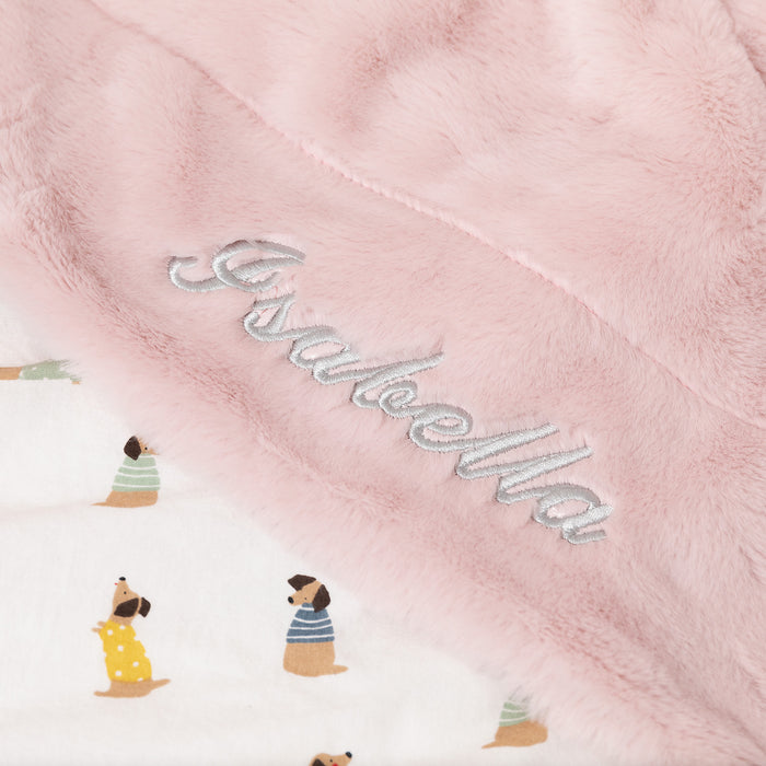 Custom Embroidered Baby's Name Pink Blanket