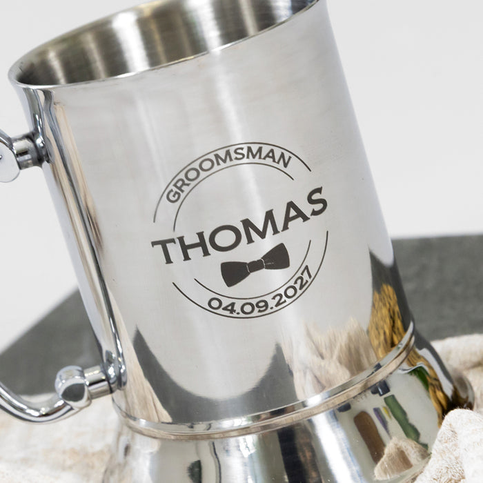 Personalised beer stein for Groom, Best Man, and Father of the Bride in gift box