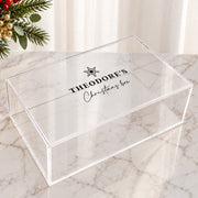 Reusable personalised Christmas Eve box made from clear acrylic