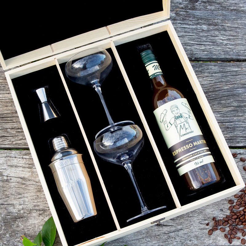Personalised Mr Consistent Wooden Boxed Cocktail Shaker Set