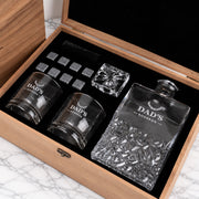 Engraved 800ml whiskey decanter and matching glasses gift set for Dad, Step-Dad or Grandpa